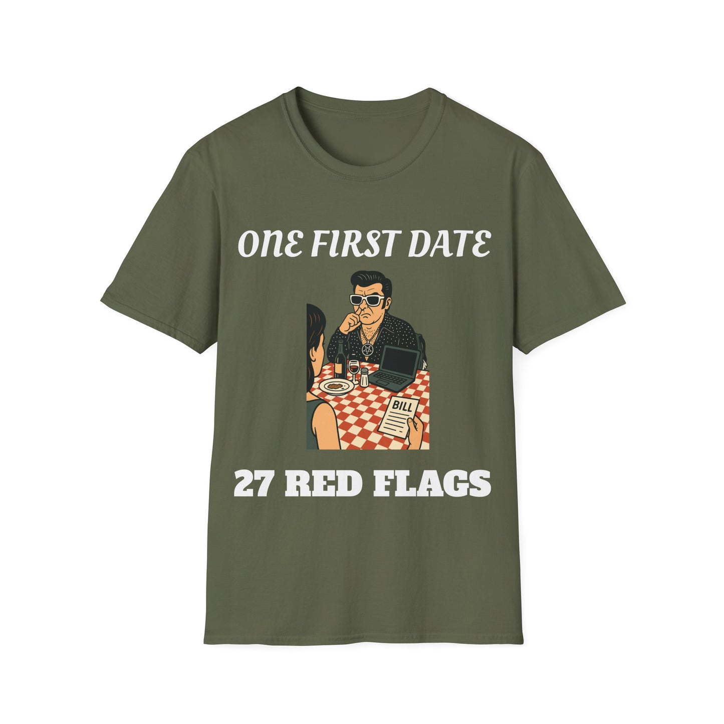 One first date, 27 red flags.   Dry dating humor.
