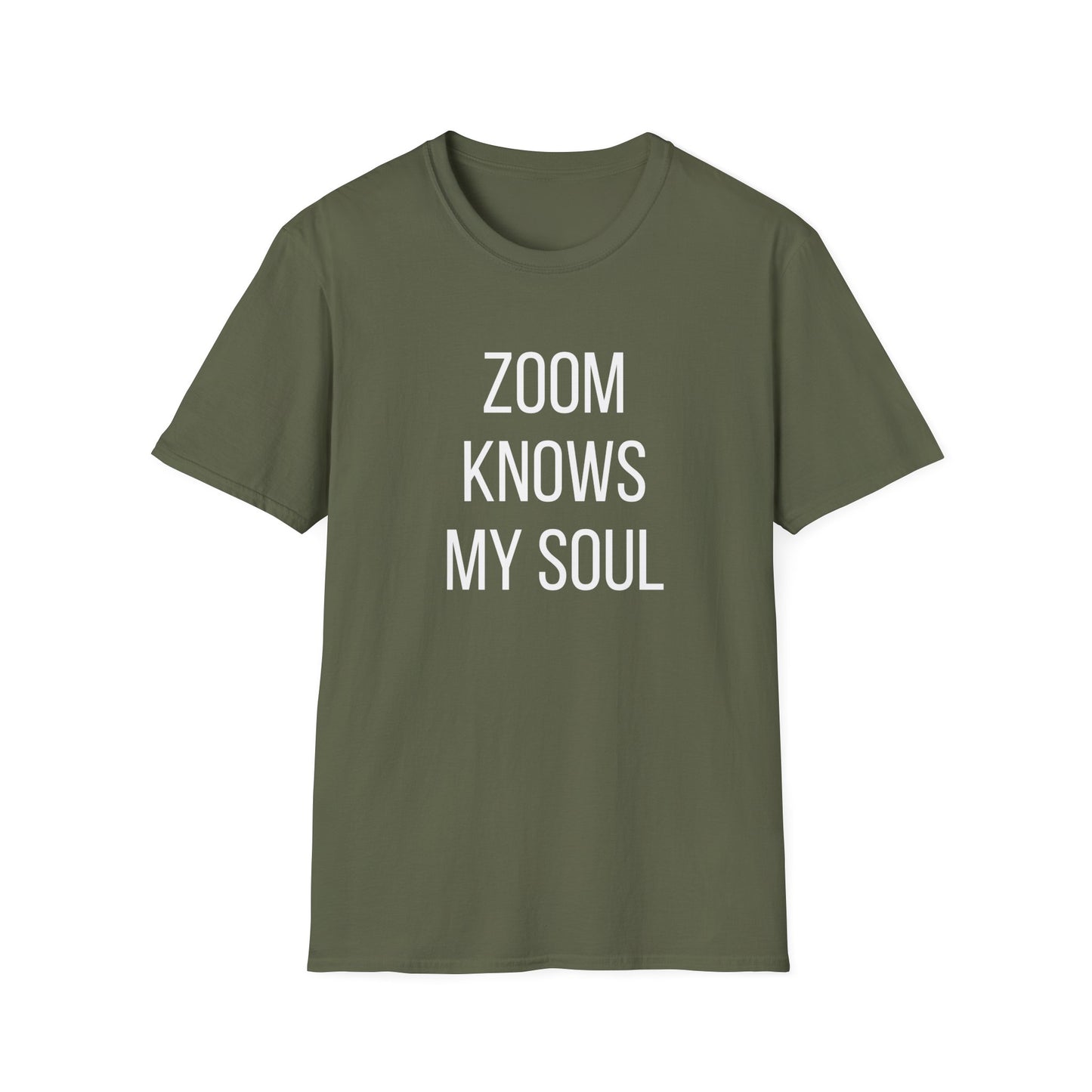 Sport Grey meeting humor t-shirt reading "ZOOM KNOWS MY SOUL"