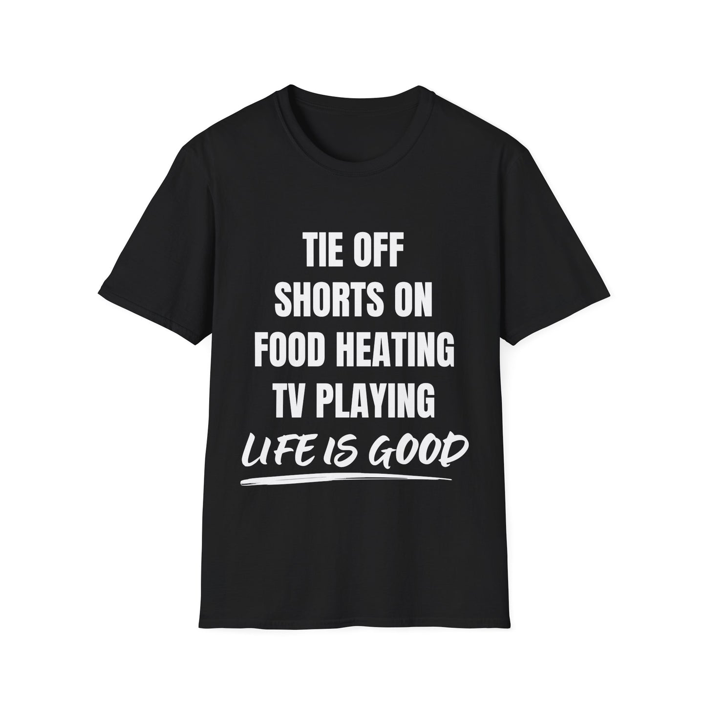 Fine, thanks.   Life is good: TV playing, food heating, shorts off